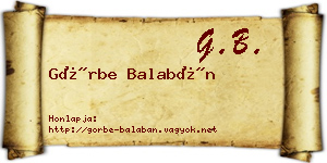 Görbe Balabán névjegykártya